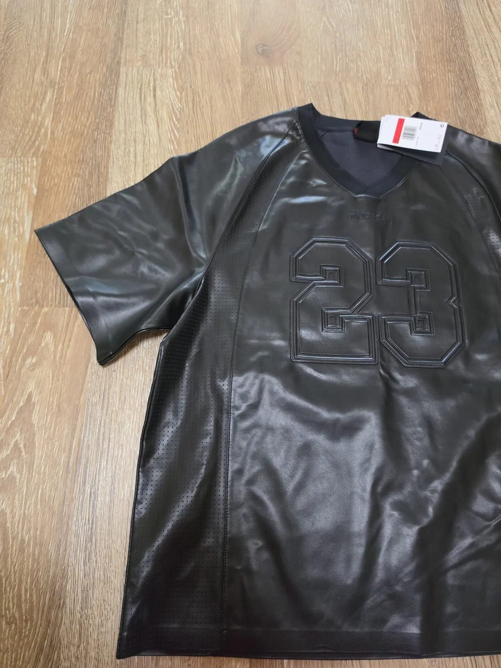 Nike Air Jordan 23 Vegan Leather Black Jersey Shirt Mens SZ 